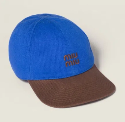 Miu Miu Two-tone Baseball Cap Curved Brim In Blue