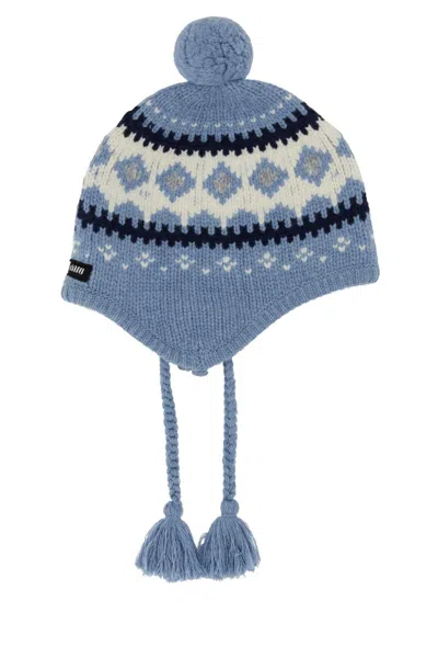 Miu Miu Cappelli Fair Isle Knit Beanie In Red