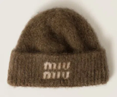 Miu Miu Mohair Hat With Folded Brim And Soft Texture In Brown