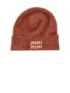 Miu Miu Mohair Hat Ribbed Cuff In Brown