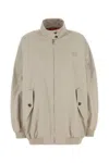 Miu Miu Cooked Blend Jacket With Buttoned Pockets In Neutral