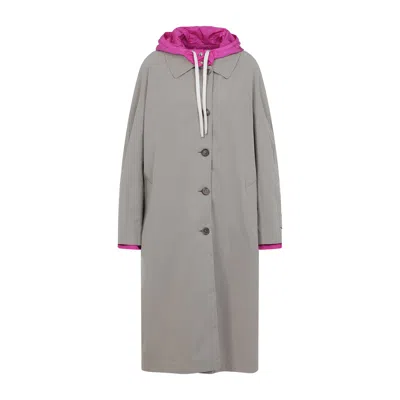 Miu Miu Cappuccino Cotton Blend Reversible Overcoat In Gray