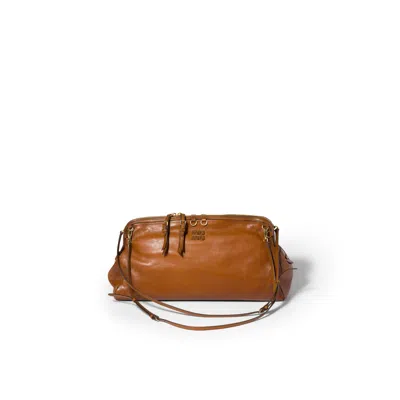 Miu Miu Caprice Leather Clutch In Brown