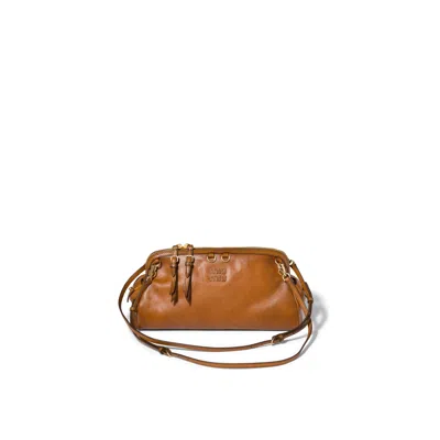 Miu Miu Caprice Leather Clutch In Brown