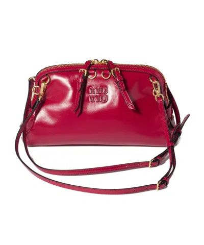 Miu Miu Caprice Leather Clutch In Red