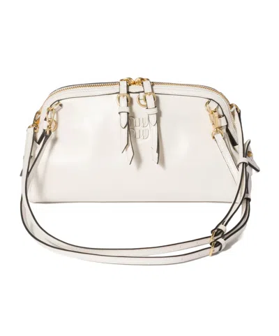 Miu Miu Caprice Leather Clutch In White