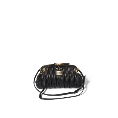 Miu Miu Caprice Matelassé Nappa Leather Clutch In Black