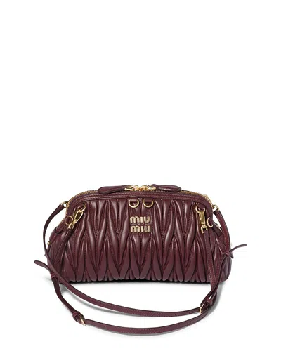 Miu Miu Caprice Matelasse Nappa Leather Clutch In Burgundy