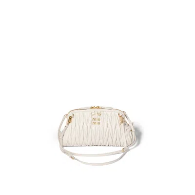 Miu Miu Caprice Matelassé Nappa Leather Clutch In White