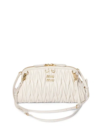 Miu Miu Caprice Matelasse Nappa Leather Clutch In Neutral