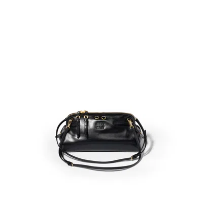 Miu Miu Caprice Shiny Leather Clutch In Black