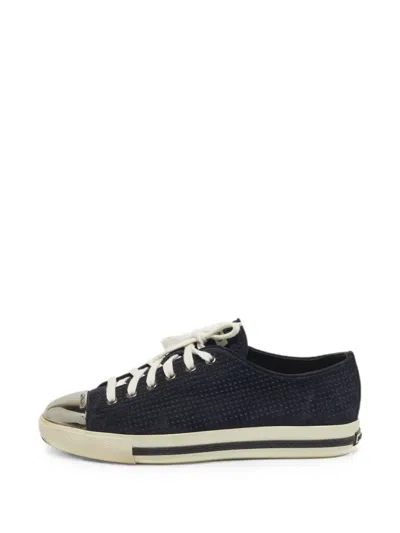 Pre-owned Miu Miu Cap-toe Lace-up Sneakers In Blue