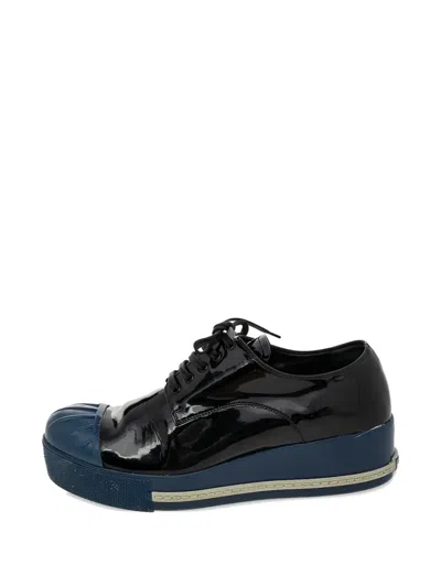 Pre-owned Miu Miu Cap-toe Sneakers In Black