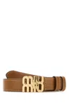 Miu Miu Caramel Leather Belt In Brown