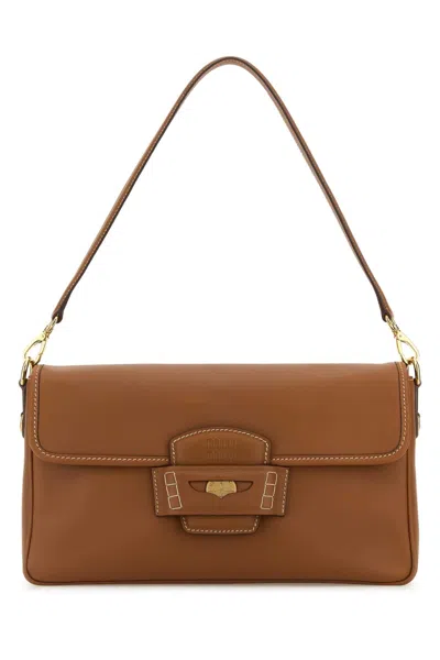 Miu Miu Caramel Leather Penny Shoulder Bag
