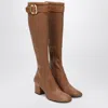 Miu Miu Caramel Nappa Boots With Buckle In Brown