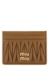 Miu Miu Card Holder In Leather In Caramel