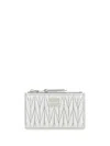 Miu Miu Logo-plaque Matelassé Wallet In Argento