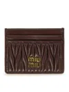 Miu Miu Nappa Matelasse Card Holder` In Brown