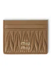 Miu Miu Card Holder In Leather In Nude & Neutrals