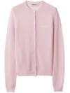 Miu Miu Cashmere Lacy Button-front Cardigan In Pink