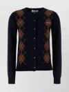 Miu Miu Cardigan Cashmere Argyle Pattern In Black