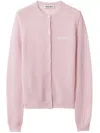 Miu Miu Cashmere Knit Cardigan With Ribbed Collar And Cuffs In Pink