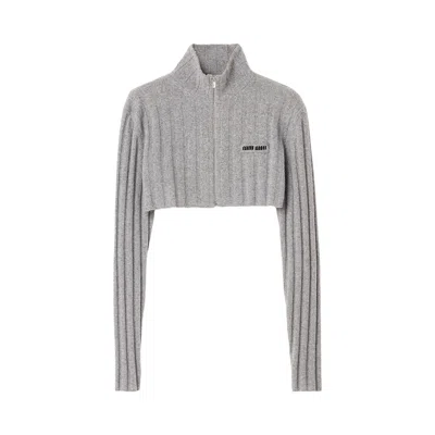 Pre-owned Miu Miu Cardigan 'grigio' | Grey | Women's Size 42 In Gray
