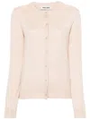 Miu Miu Knitted Logo Cardigan In Rosa