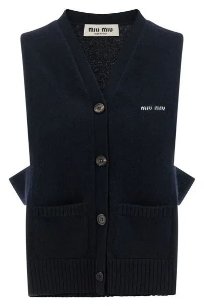 Miu Miu Cardigan Vest In Blue