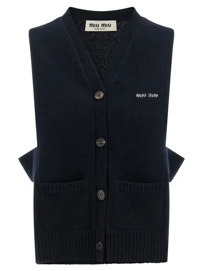 Miu Miu Cardigan Vest In Black