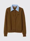 Miu Miu Knitwear With Ribbed Cuffs And Hem In Brown