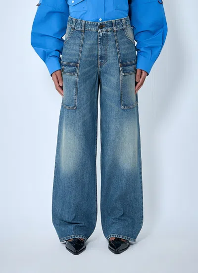 Miu Miu Cargo Denim Jeans In Blue