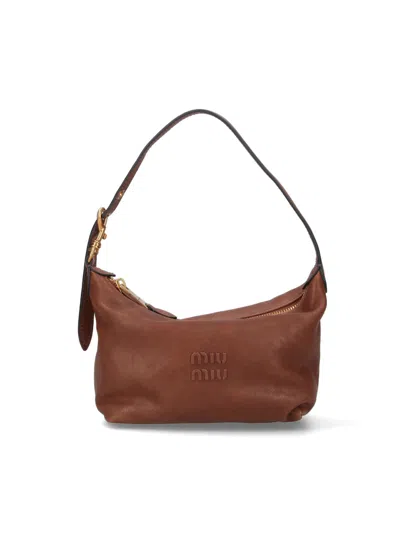 Miu Miu 'case' Shoulder Bag In Brown