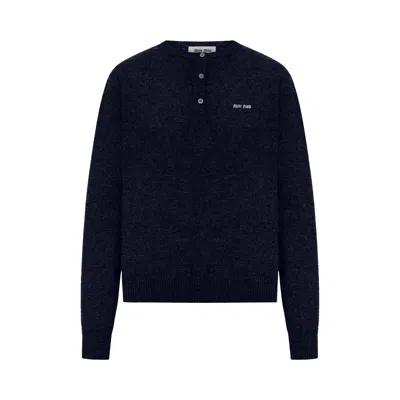 Pre-owned Miu Miu Cashmere 3 Button Crewneck Sweater 'bleu' | Blue | Women's Size 38