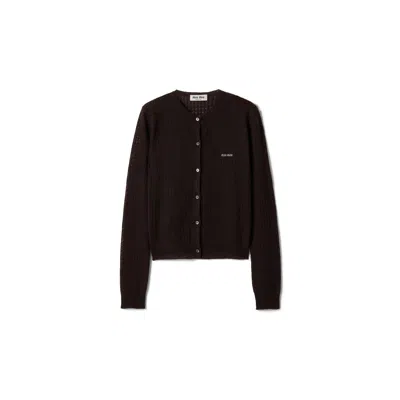 Miu Miu Cashmere And Silk Cardigan In Brown