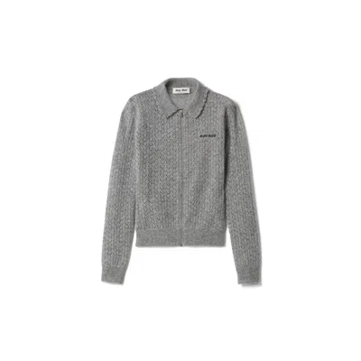 Miu Miu Cashmere And Silk Cardigan In Gray