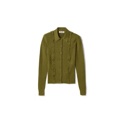 Miu Miu Cashmere And Silk Cardigan In Green