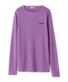 Miu Miu Long-sleeve Cashmere Crewneck Sweater In Purple