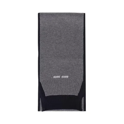 Pre-owned Miu Miu Cashmere And Silk Scarf 'grey/blue'