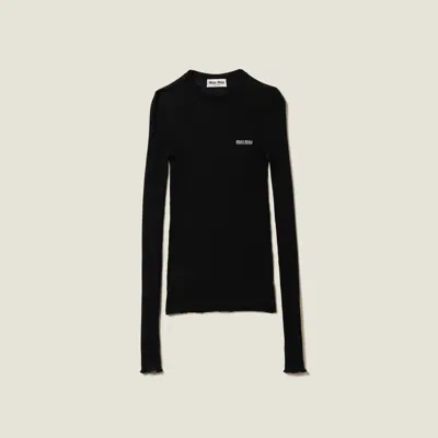 Miu Miu Cashmere And Silk Sweater In Black