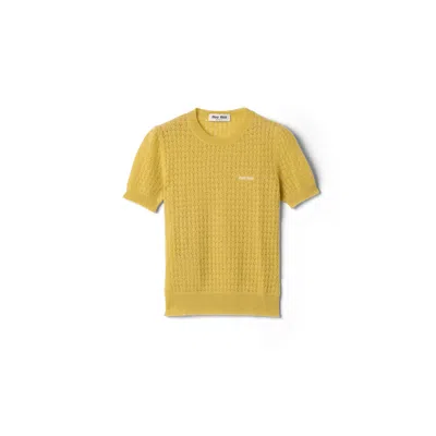 Miu Miu Cashmere And Silk Sweater In Yellow