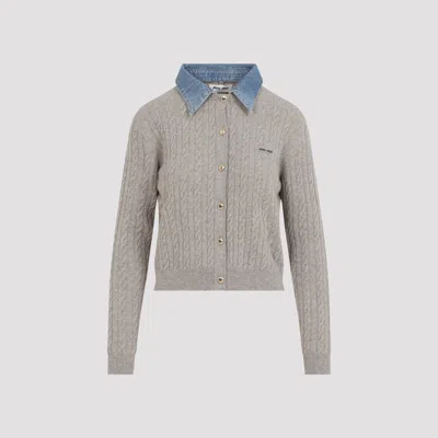 Miu Miu Cashmere & Silk Women's Cardigan - Fall/winter 2026 In Gray