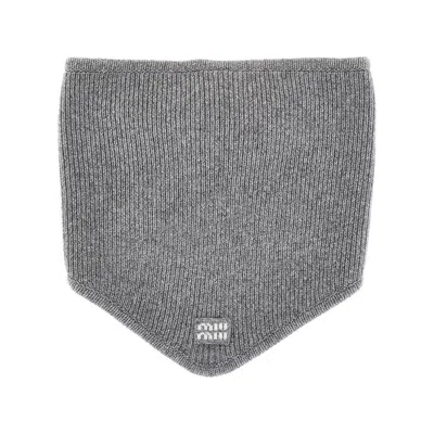 Miu Miu Cashmere And Virgin Wool Scarf In Grey