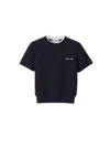 Miu Miu Short-sleeved Cashmere Sweater In Bleu+bianco