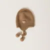 Miu Miu Camel Wool Blend Beanie Hat In Brown