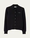 Miu Miu Cashmere Button-front Cardigan With Logo Detail In Nero