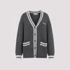 Miu Miu Grey V-neck Cashmere Cardigan In Ardesia