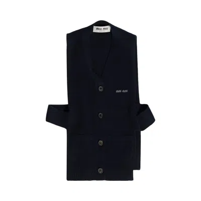 Pre-owned Miu Miu Cashmere Cardigan 'bleu' | Blue | Women's Size 40