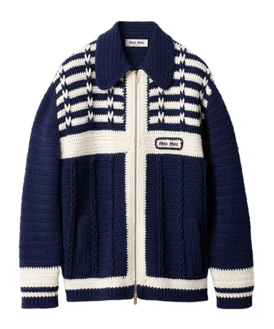 Miu Miu Cashmere Cardigan In Blue